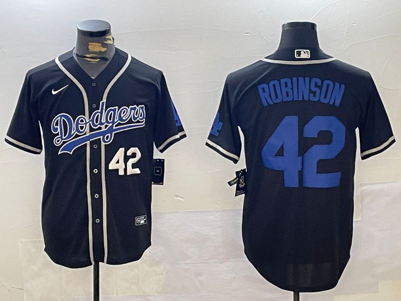 Men Los Angeles Dodgers #42 Robinson Black Game 2024 Nike MLB Jersey style 11212